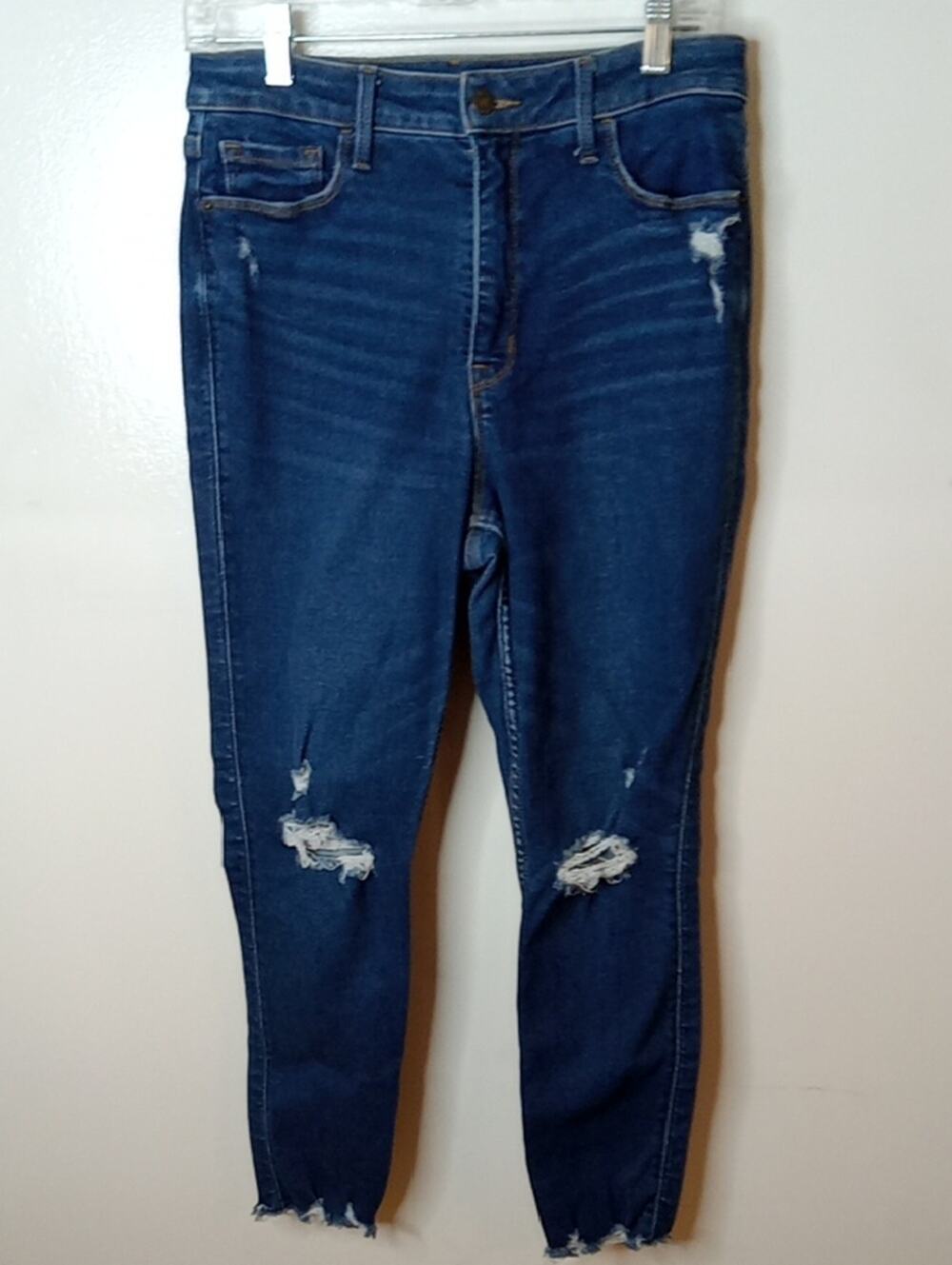 Old Navy Rockstar Women's Size 12 High Rise Indigo Ripped Skinny Jeans